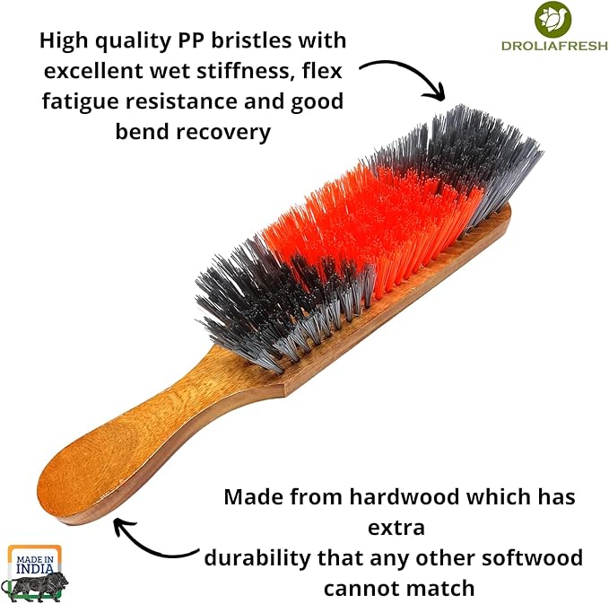 Premium Carpet Cleaning Brush for Home, Multipurpose Dirt and Dust Cleaner with Wooden Handle and Long Bristles, Ideal for Sofa, Car, Bed, Curtains, Mats, Rugs Pack of 1