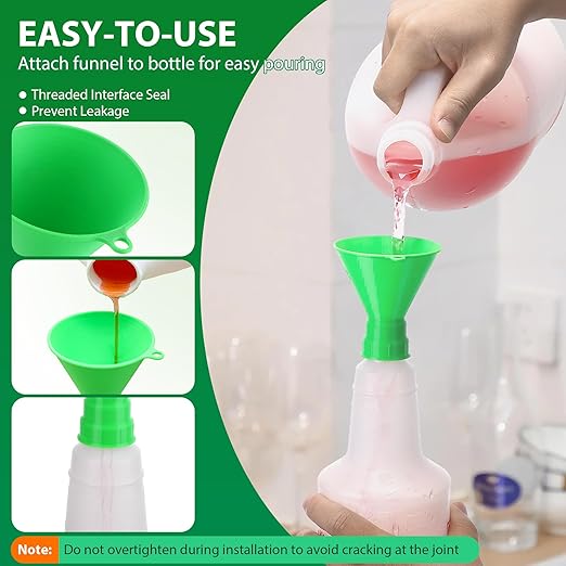 Threaded Funnel Easy Fill Funnel, Twist On Empty Spray Bottle Refill Adapter Fit for Various Size Bottles Home, Car Detailing Cleaning Supply, 30% Vinegar, Kitchen, Bath, Essential Oils(24mm+28mm)