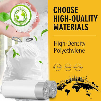 4 Gallon Trash Bags Drawstring, White Small Garbage Bags for Bathroom, Unscented 15 Liter Plastic Wastebasket Liners, 62 Count