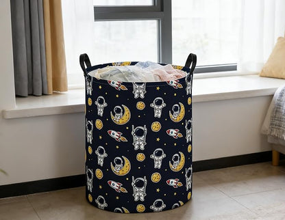 Kids Laundry Basket Space Hamper for Nursery Boys Hamper Cute Kids Storage Bin Room Decor for Home(Astronaut)