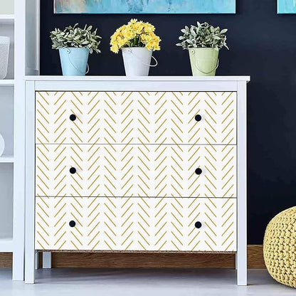 Erfoni Yellow and White Peel and Stick Wallpaper Modern Herringbone Wallpaper Bathroom 17.7inch x 118.1inch Geometric Removable Contact Paper Peel and Stick Self Adhesive Cabinet Wall Paper Waterproof