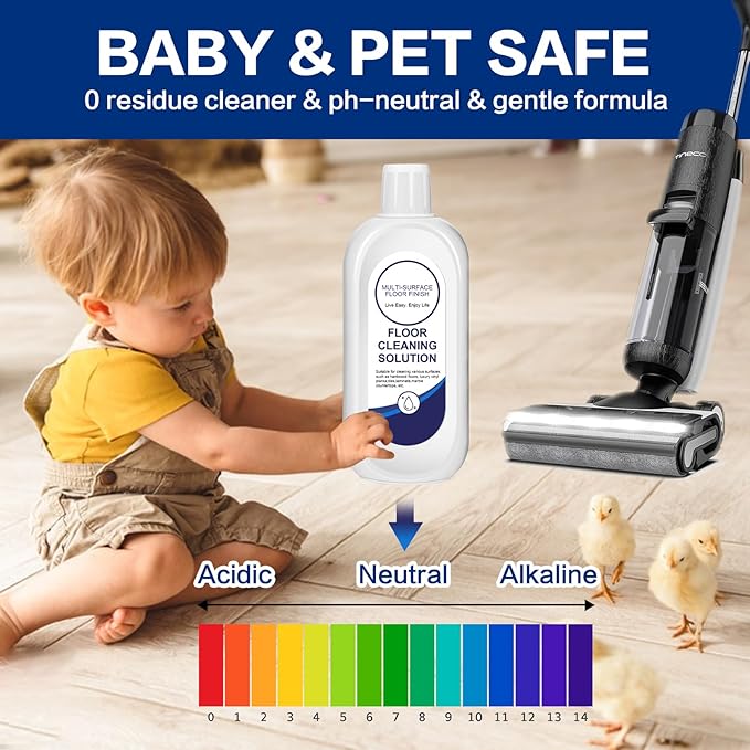 Multi-Surface Floor Cleaning Solution Compatible with Tineco Vacuum Mop, Cleaner Refill for All Mopping Robot Vacuums and Cordless Wet/Dry Mops (4 Bottle Pack, Original)