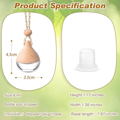 BBTO 50 Pcs Hanging Car Air Freshener Car Diffuser Bottles Empty Glass Perfume Bottle Freshener Diffuser Bottle Pendant for Essential Oil Fragrance Aromatherapy Ornament(Water Drop)