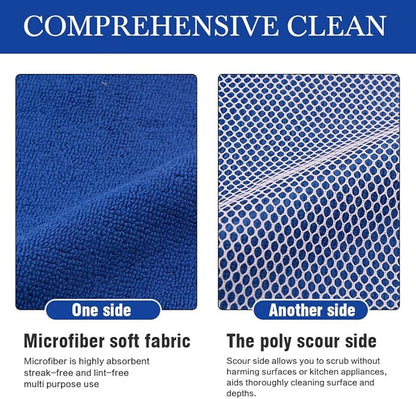 SINLAND Microfiber Dish Cloth for Washing Dishes Best Kitchen Washcloth Dish Rags Cleaning Cloths Poly Scour Side Color Assorted 12inchx12inch (Bluex4+whitex4+greyx4+brownx4+blackx4)