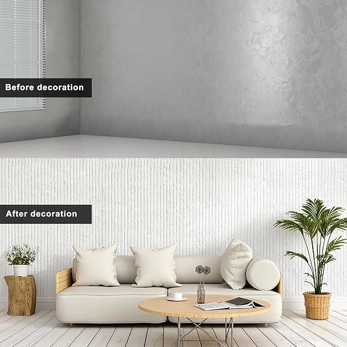 3D Wall Panels Peel and Stick – 2pc X 23.82"x110" PVC Faux Travertine Texture, Self Adhesive Waterproof Wall Covering, DIY Accent Wall, Sofa Background Backsplash & Modern Home Decor, Covers 36 sq.ft