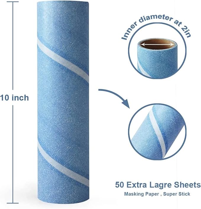 Leo Large 10-Inch Wide Lint Roller Refills 6 Rolls 300 Ultra-Wide Sheets for Lint Removers Household Cleaning Easily Remove Pet Hair Dust and Debris from Floors Carpets and Furniture