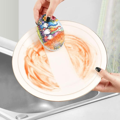 Flower Gnome Kitchen Scrub Sponges, Pop-up Kitchen Cleaning Sponges Reusable Dish Washing Sponges for Bathroom Household Cleaning 3 Pack - Non Scratch Scrubber