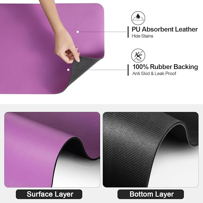Ecotrim - Dish Drying Mat for Kitchen Counter | Coffee Bar Mat for Countertops | Heat Resistant Drainer Mat with Non-slip Rubber Backed | Hide Stain Kitchen Absorbent Draining Mat | Purple 16"x20"