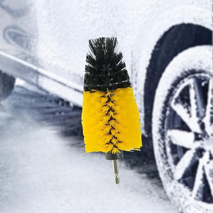 MagiDeal Car Wheel Cleaning Drill Brush Attachment Wheel Cleaner Brush Car Detailing Brush for Floor Mats Car Carpet, 17cm, Yellow