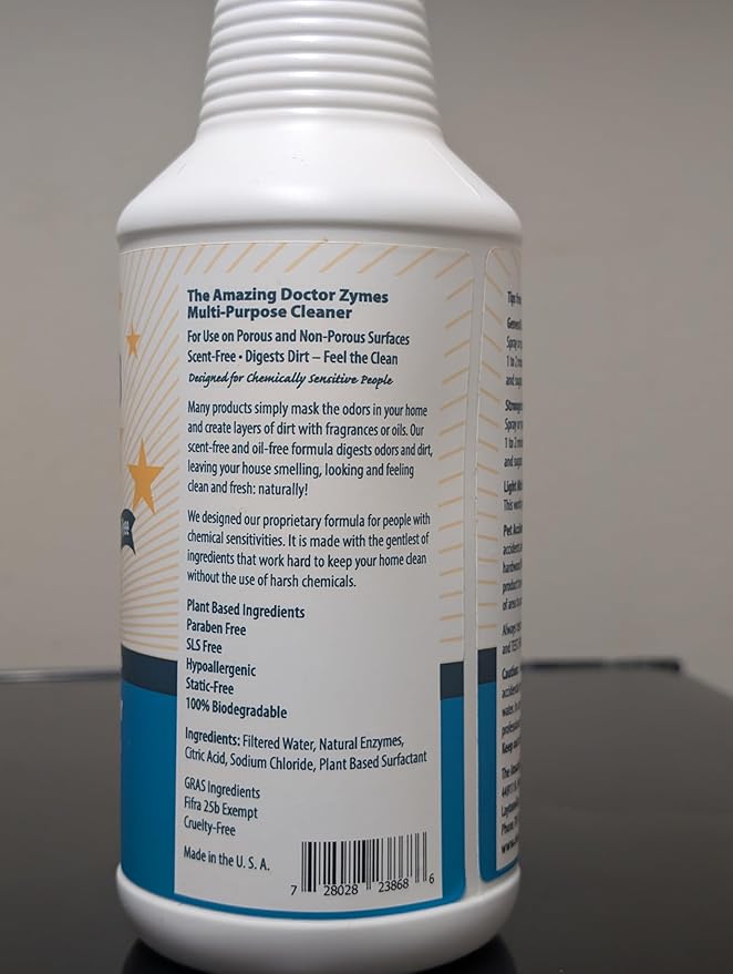 Multi-Purpose Cleaner – All Purpose Enzyme-Based Cleaner & Natural Disinfectant Spray – Non-Toxic, Chemical-Free, Scent Free, Child & Pet Safe Household Cleaner For People With Chemical Sensitivities