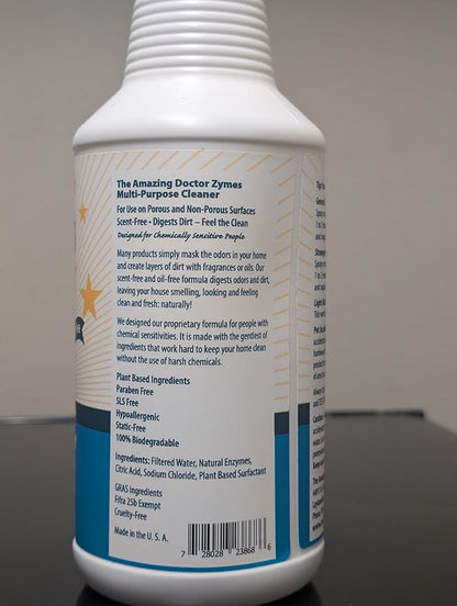 Multi-Purpose Cleaner – All Purpose Enzyme-Based Cleaner & Natural Disinfectant Spray – Non-Toxic, Chemical-Free, Scent Free, Child & Pet Safe Household Cleaner – Eco Friendly Green Cleaning Product