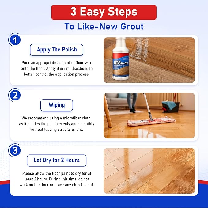 2PC Floor Restore Cleaner - Floor Restorer & Polish for Tile, Shine Wood, Laminate, Vinyl, Bamboo - Flooring Protection Agent