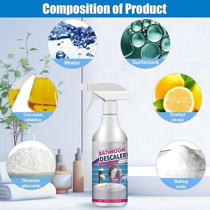 NBDIB 3PC Bathroom Descaler Foam Cleaner Spray,2025 Upgraded Stubborn Stains Cleaner, Bathroom Descaler Spray,All Purpose Rinse Cleaning Foam for Toilet, Bathtub, Tile, Glass and Sink