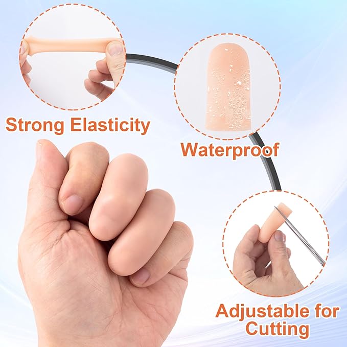 PAGOW 10pcs Gel Finger Support Protector Caps Gloves, Silicone Fingertips for Hands Cracking, Gel Finger Cots/Covers, Eczema Skin, Trigger Finger Arthritis Pain Relief