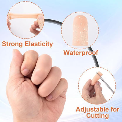 PAGOW 10pcs Gel Finger Support Protector Caps Gloves, Silicone Fingertips for Hands Cracking, Gel Finger Cots/Covers, Eczema Skin, Trigger Finger Arthritis Pain Relief