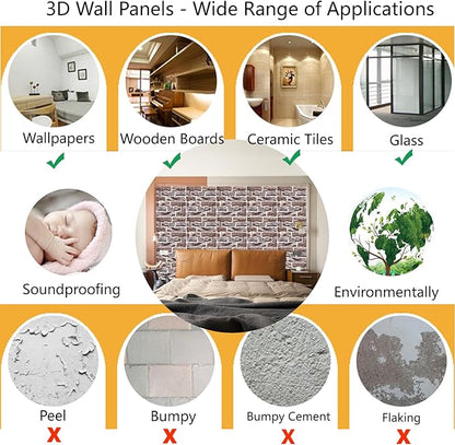 3D Wall Panels Peel and Stick,3D Brick Wallpaper Peel and Stick 10Pack Self-Adhesive Stone Waterproof PVC Wall Panels for Living Room,Interior, Lobby Bedroom(Light Brown Stone)