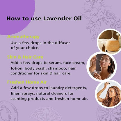 GM Gumili Lavender Essential Oil, Pure Lavender Oil for Skin, Hair, Diffuser, Spray, Body Wash, Lotion, Soap, Household - 1 Oz/30ml