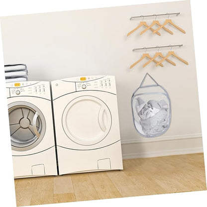 OUNONA Foldable Wall-Mounted Laundry Storage Bag Portable Hanging Clothes Basket Collapsible Mesh Organizer for Bathroom Gray 1-Pack