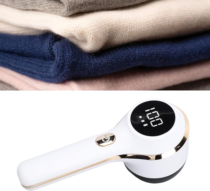 Yoidesu Rechargeable Fabric Shaver,Lint Remover with Digital Display,Electric Portable Sweater Shaver with 3 Speeds,6 Leaf Blades,Remove Pilling from Clothes,Furniture, Couch