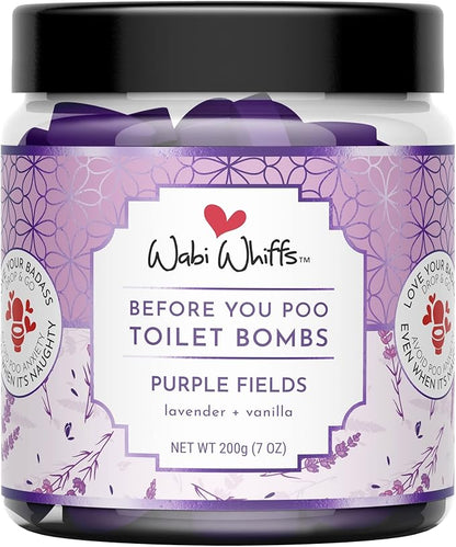 Fizzing Toilet Bombs – Purple Fields | Natural Bathroom Deodorizer | Odor Eliminator Tablets For Freshness & Cleanliness | Eco-Friendly Septic Safe Tablets | 60 Count |