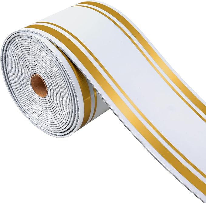 Peel and Stick Wallpaper Borders with Mirror Finish, 3.93”x196.8” PVC+XPE Self-Adhesive Wall Trim for Bathroom & Kitchen Wall Decor, Waterproof, 1 Roll