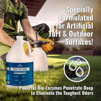 10X Concentrate Pet Urine Odor Eliminator (Makes 10 Gallons) for Artificial Grass/Turf & Outdoor Areas - Bio-Enzyme for Dog & Cat Urine - Kennels, Patios, Carpet - Made in USA