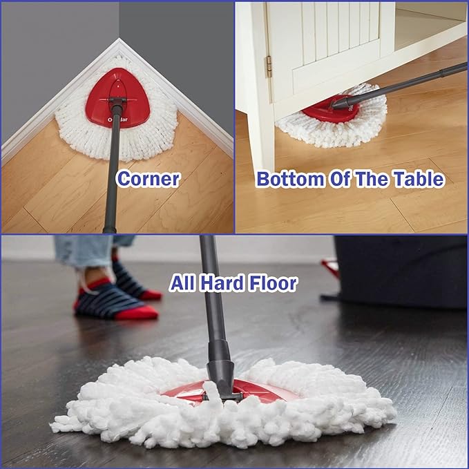Spin Mop Replacement Head 3 Pack Mop Refill Compatible with Ocedar Triangle Swivel Mops Microfiber Swivel Mop Refill,Deep Clean,Machine Washable and Easy to Replace