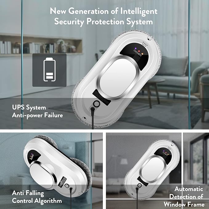 Window Cleaner Robot,Smart Glass Cleaning Robotic with 5600Pa Strong Suction,Remote Control Window Cleaning Robot for Windows/Tiles/Class Door