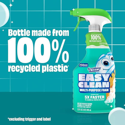 Scrubbing Bubbles Easy Clean Foaming Bleach-Free Bathroom All Purpose Cleaner, Fast-Acting Foam Cleans Limescale, Dirt and Grime on Showers, Sinks, Toilets, Tiles, Counters, & More, 32oz Spray