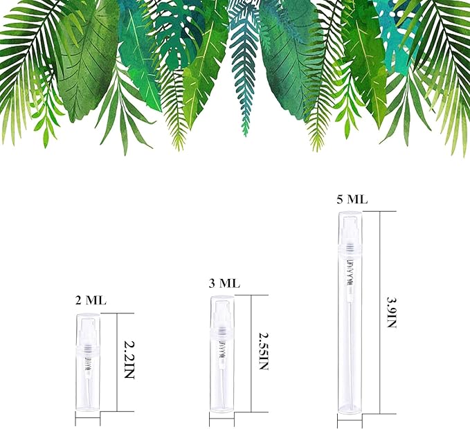 Mini Spray Bottle 90PCS 3ML Clear Plastic Empty Sample Containers Fine Mist Perfume Travel Refillable Spray Bottle Perfume Atomizer Small Travel Size Spray Bottle for Cleaning, Essential Oils