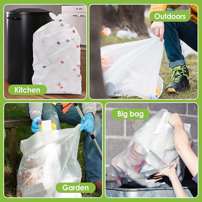 Teivio Large Clear Trash Bags 55-60 Gallon 75 Counts Fit 50,55,60,Gal All Purpose Garbage Bags, Extra Large Lawn and Leaf Bags Outdoor Trash Can Liner, Drum Liners, Workshops, Backyard