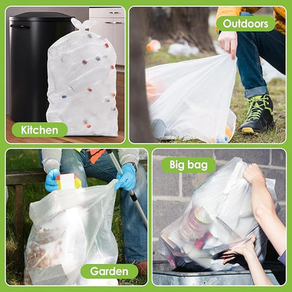 Teivio Large Clear Trash Bags 55-60 Gallon 20 Counts Fit 50,55,60,Gal All Purpose Garbage Bags, Extra Large Lawn and Leaf Bags Outdoor Trash Can Liner, Drum Liners, Workshops, Backyard