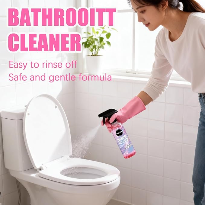 Bathroom Cleaner - 4.22 Fl Oz Bathroom Descaler Foam Cleaner, Gentle Formula Foaming Bathroom Cleaner, Bath Room Spray for Showers, Bathtubs, Glass Surface (2 PC)