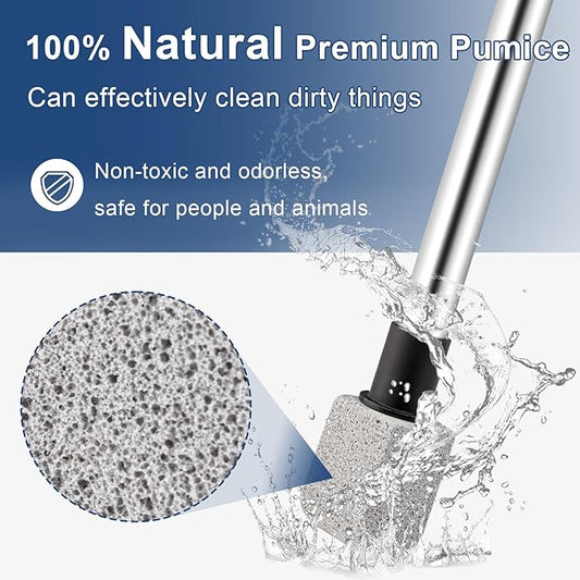 Pumice Stone Toilet Bowl Cleaner, 8 PCs Pumice Stone with 1 Extra Long Handle, 18” Hard Water Toilet Ring Remover, Pumice Stones for Cleaning Toilet, Bath, Kitchen, Pool, Sink