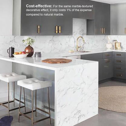 Dimoon 15.7''x161.4'' Marble Peel and Stick Wallpaper White Granite Contact Paper for Countertops Waterproof Kitchen New Environmentally Friendly Materials Thickening Upgrade Renter Friendly Vinyl