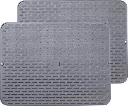 To encounter Silicone Dish Drying Mat - Extral Large 20" x 16" - Set of 2 Flexible Rubber Drying Mat, Heat Resistant Silicone Trivet, Countertop Mat, Dish Draining Mat, Sink Mat