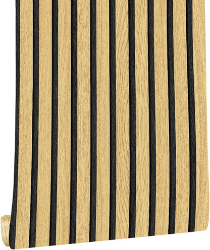 myforHD Wallpaper Peel and Stick Wood Grating Stripe Self-Adhesive Wallpaper Faux Wood Contact Paper Wood Slats Self Adhesive Wall Paper PVC Vinyl Film Removable Waterproof (Wood A, 17.3" x 236")