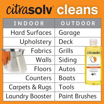 Citra Solv Concentrated Cleaner & Degreaser, Deodorizer, Paint & Adhesive Remover, for Home and Outdoor, Natural Orange Oil, Safe, Valencia Orange - 32 Fl Oz (3-Pack)