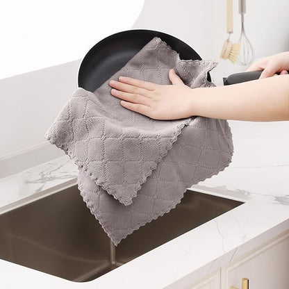 Homaxy 12 Pack Dish Towels for Kitchen (13 x 19 Inches, Grey), Super Soft and Absorbent Coral Velvet Dish Cloths for Washing Dishes, Nonstick Oil Fast Drying Microfiber Cleaning Cloth