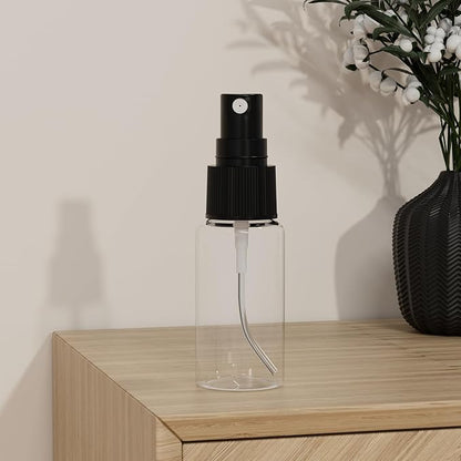 longway 15 PCS Spray Bottles, 0.5oz/15ml Transparent Empty Fine Mist Spray Bottle Dispenser with Cap, Small Refillable Liquid Containers with 1pcs Funnel and 18pcs Labels