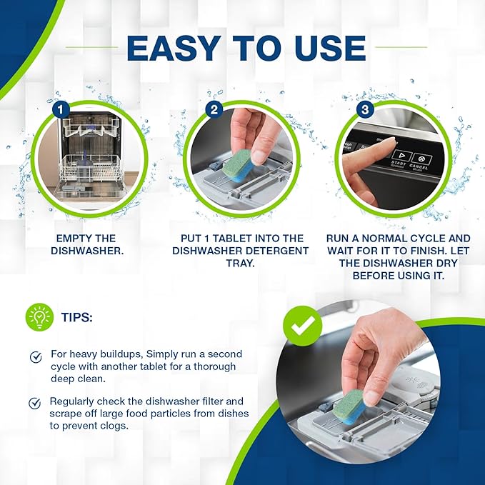 72 Tablets Combo Pack – 48 Dishwasher & Washing Machine Cleaner Tablets + 24 Garbage Disposal Cleaner & Deodorizer Tablets- Removes Limescale, Buildups and mineral deposits