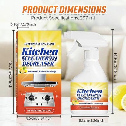 Kitchen Heavy Oil Cleaner Spray 8Oz, All Purpose Foaming Degreaser, Grease Remover for Stove, Oven, Range Hood, Counters & Multi-Surface Household Cleaning (3 set)