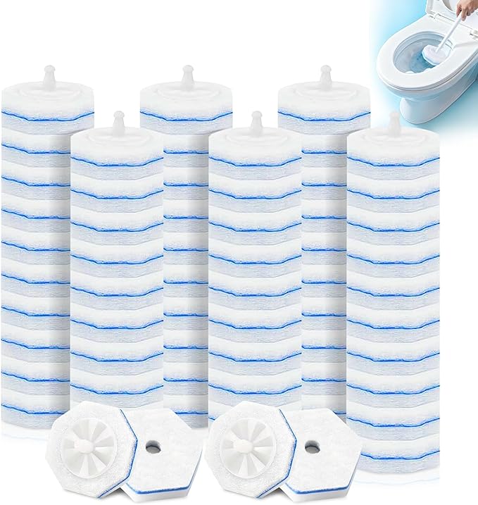 64Pcs Disposable Toilet Wand Refills for Clorox, Toilet Bowl Cleaners Scrubber, 5X Cleaning Exclusive Upgrade Formula Disposable Toilet Bowl Wand Refills Replacement Cleaner Brush Heads