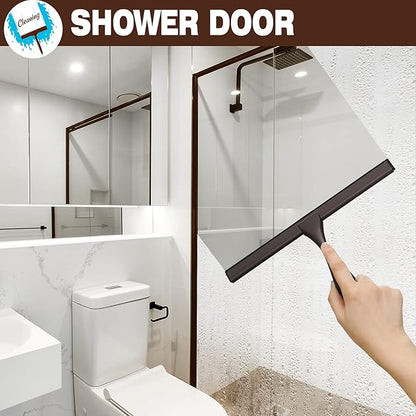 NETANY Shower Squeegee, 12-Inch Bronze Squeegee, All-Purpose Stainless Steel Squeegee for Bathroom, Shower Doors, Mirrors, Tiles and Car Windows - 100% Streak Free