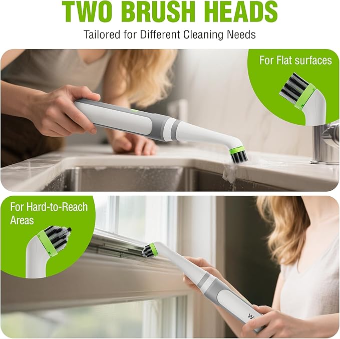 WORKPRO Cordless Grout Brush Set, 5500RPM Power Scrubber, IPX6 Waterproof Electric Scrubber with Type-C Charging Cable and Replaceable Brush Heads for Cleaning Grout, Tiles, Grime, and Crevices