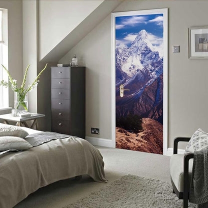 A.Monamour 3D Door Stickers for Interior Doors AMA Dablam in The Everest Region of The Nepal Himalaya Mountain Range Vinyl Waterproof Self Adhesive Door Mural Decals for Bedroom Bathroom 95x215cm