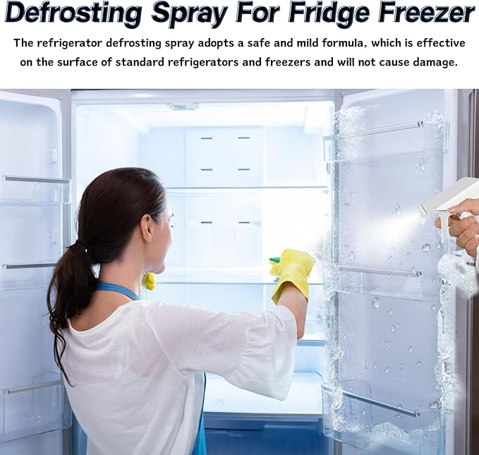 2PCS Freezer Defroster Spray,Defrosting Spray For Fridge Freezer,High Effective Refrigerator Defrosting Agent, Easy To Use, Fast Removal Of Ice, Can Be Used For Freezers, Refrigerators,Glass.