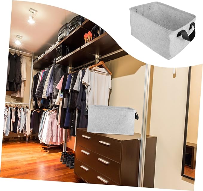MAGICLULU Reusable Felt Storage Basket with Handles Medium Gray Laundry Hamper and Organizer Thick Material Washable and Portable Storage Box for Clothes and Items