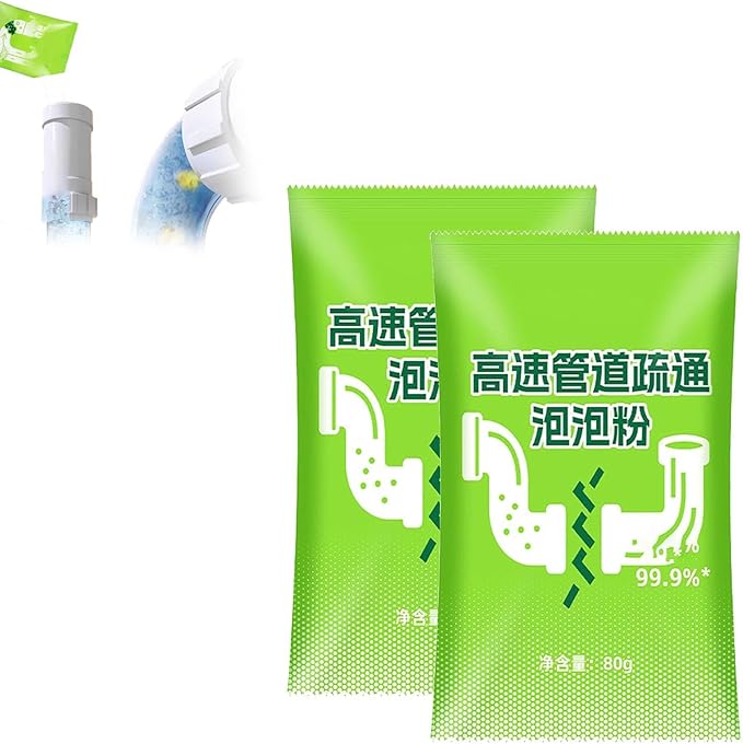 Powerful Pipe Dredging Agent, Powerful Pipeline Dredging Powder, Sink And Drain Cleaner Powder, Drain Clog Remover Agent, Multi-Functional Pipe Unclogging For Kitchen Toilet Bathroom (2PC)