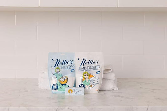 Nellie’s Complete Laundry Bundle – Concentrated Laundry Soda (50 Loads), Oxygen Brightener (50 scoops) & WOW Stick Stain Remover